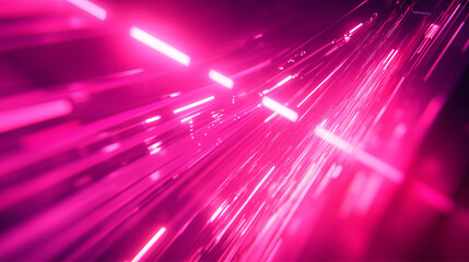 Obraz premium Futuristic pink light streaks convey a sense of dynamic motion and energy.
