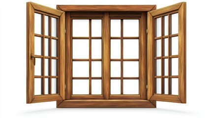 Elegant Wooden Window Frame with Panoramic View