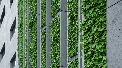 Modern Urban Architecture with Vertical Green Wall and Plants