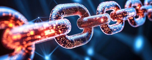 digital chain link representing blockchain technology and connectivity