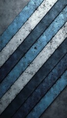 A striking composition of diagonal stripes in varying shades of blue and gray creates a dynamic visual impact against a textured, weathered background. The interplay of light and shadow enhances the