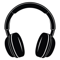 Headphone silhouette icon vector on white background