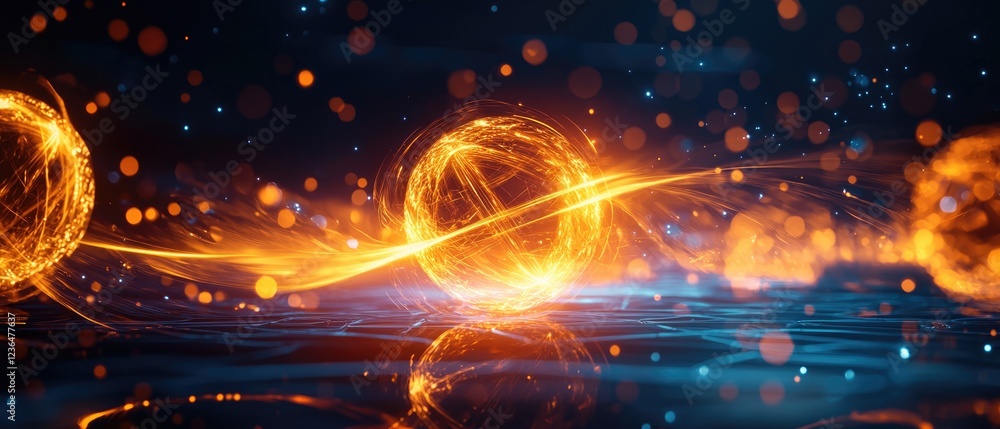 Aufkleber scientific exploration of energetic orbs in a dynamic digital environment abstract visualization fut