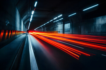 Fototapeta premium Abstract long exposure dynamic speed light trail in an urban setting