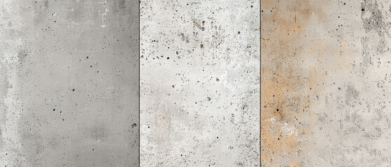 Textured concrete surfaces in neutral gray tones with natural imperfections.