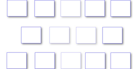 Simple Square cube box plate board on white wall background. 3d rendering. Multiple Horizontal Business Card Modern Mockup for Branding Presentation, Corporate Identity, Advertising, Graphic design.