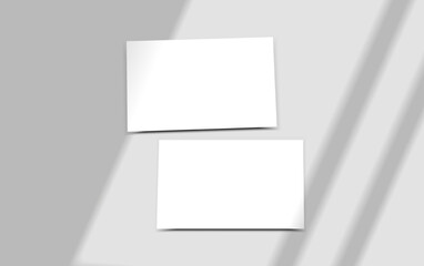 Business card mockup for your design template. Blank empty credit card mockup. Blank white gift card paper placeholder mockup