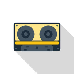 Vintage audio cassette tape icon symbolizes nostalgic music, analog sound recording, and retro technology