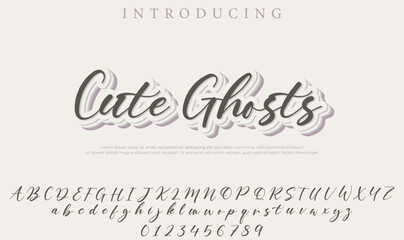Cute Ghosts Font Stylish brush painted an uppercase vector letters, alphabet, typeface