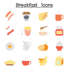 Breakfast icon set in thin line style