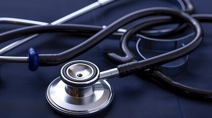 Closeup stethoscope with medical instruments technology background --no text and people, human --chaos 10 --ar 16:9 Job ID: 8d254ba2-3475-453a-ac0d-61f5a8879505