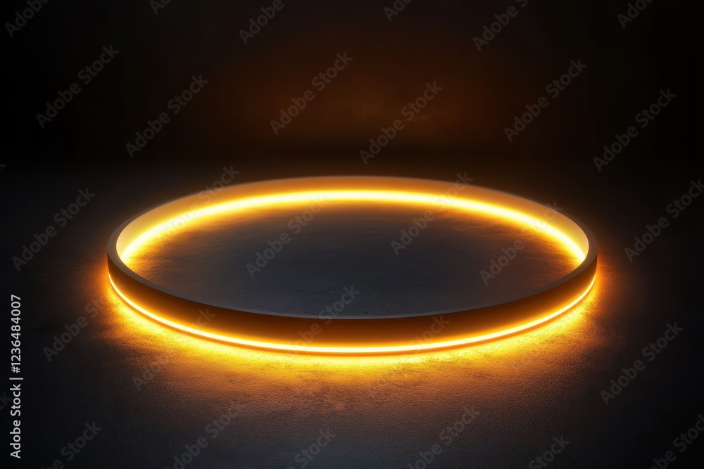 Poster illuminated circular frame with warm glow against dark background for creative design projects