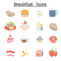 Breakfast icon set in thin line style