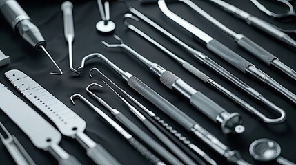 Explore the intricate design of medical instruments --no text and people, human --chaos 10 --ar 16:9 Job ID: 5d3fa84f-9bfc-4556-a2f8-3108c3a62116