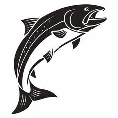 Salmon vector silhouette black design white background