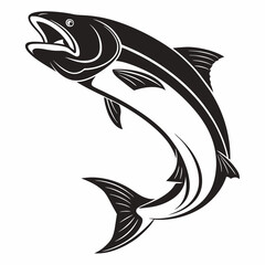 Salmon vector silhouette black design white background