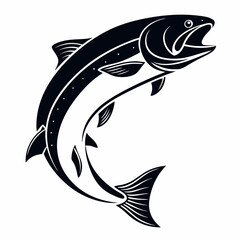 Salmon vector silhouette black design white background