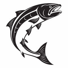 Salmon vector silhouette black design white background