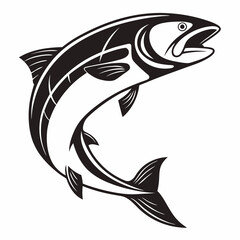 Salmon vector silhouette black design white background