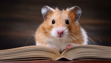 serious hamster with a book shaped tuft poses for a unique portrait generative ai