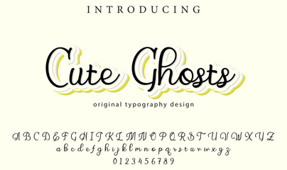 Cute Ghosts Font Stylish brush painted an uppercase vector letters, alphabet, typeface