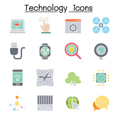 Technology icon set in thin line style