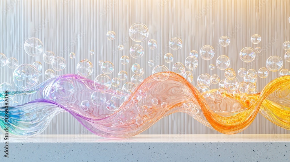 Aufkleber abstract colorful wave with bubbles.