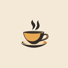 Fototapeta premium a cup of coffee with steam rising from it, sitting on a saucer The cup is filled with a steaming hot beverage, likely coffee, and the steam is rising from the cup,