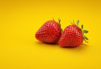 Strawberry Close up Yellow background Balochistan Pakistan