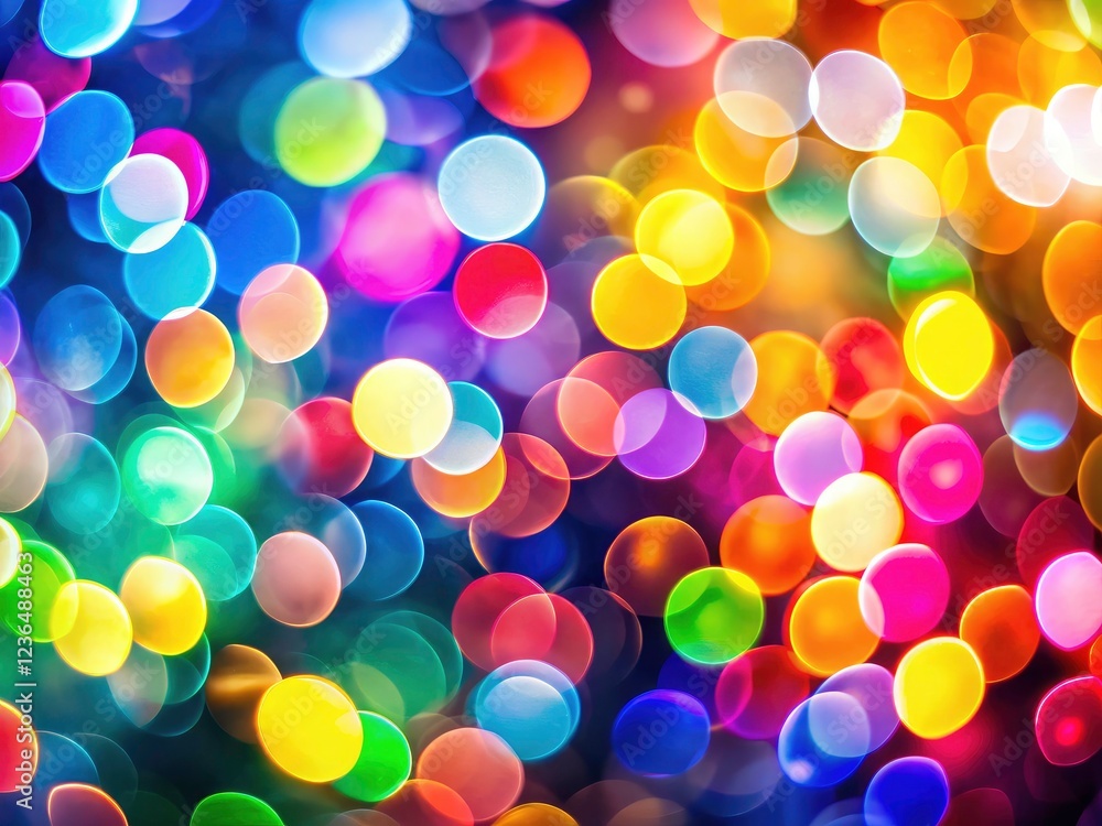 Poster a dazzling stock photo showcasing colorful bokeh, creating an abstract, high depth of field, bright 