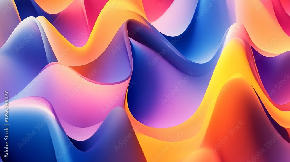 Poster abstract vibrant color waves background with flowing curves and bright gradient