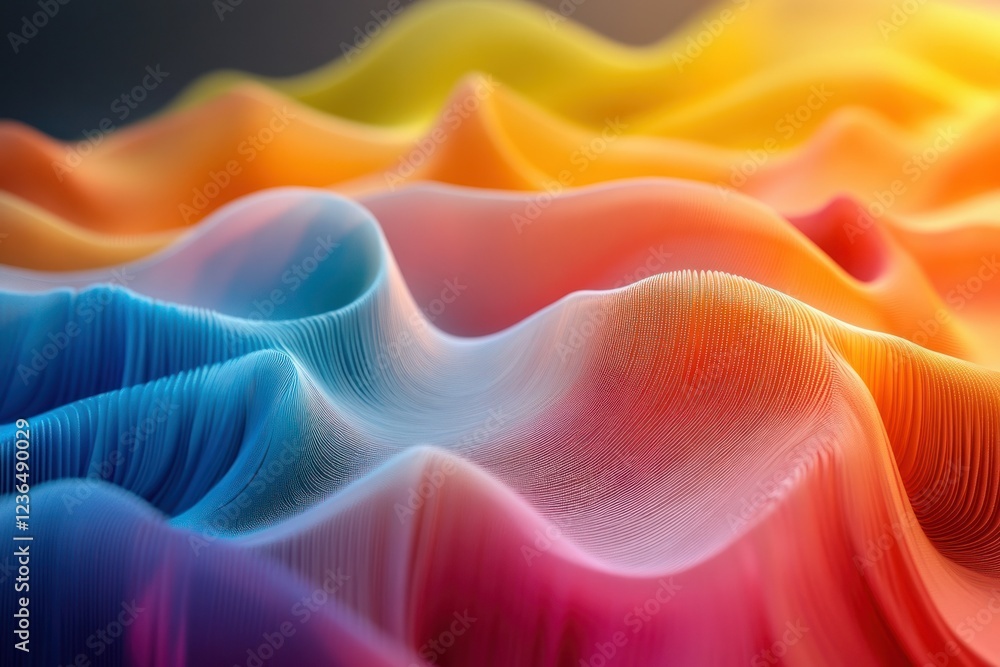 Poster colorful wave patterns of smooth textures in vibrant flowing abstract design