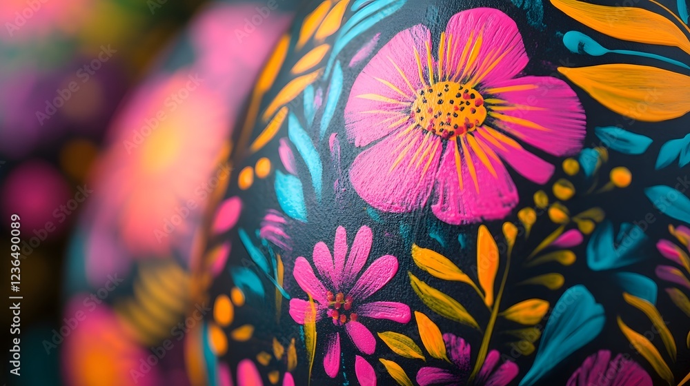Aufkleber Vibrant floral blooms in a lush tropical garden setting with design and colorful patterns  The image showcases the beauty and elegance of nature