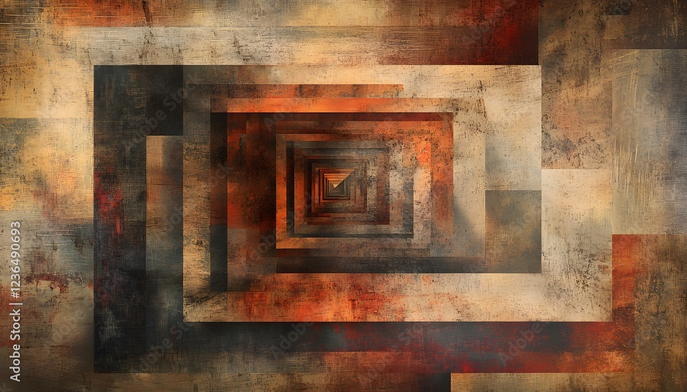 Poster abstract geometric receding square pattern artwork
