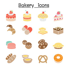 Bakery icon set in thin line style