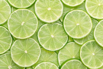 Close-Up of Fresh Lime Slices Forming a Vibrant Pattern