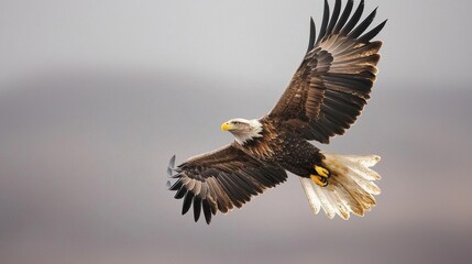 Fototapeta premium Majestic Bird of Prey Gliding Through the Air with Graceful Wings