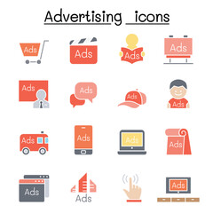 Advertising & Marketing icon set in thin line style