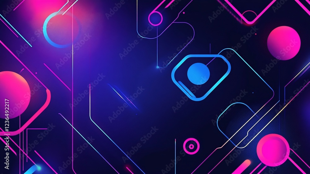 Poster abstract futuristic technology background with glowing geometric shapes and lines