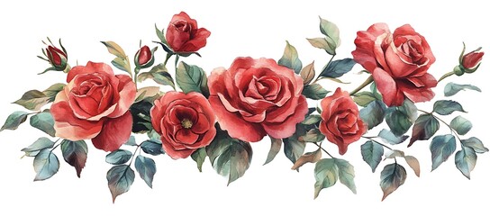 Fototapeta premium Full bloom red rose bouquet with rich and vibrant colors