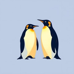 Obraz premium Flat design of two penguins in love. Loyalty, affection, Partnerships, Long-term relationships, Caring for a partner Ornithology, zoo, wildlife, Biology, Nature conservation, Infographics,