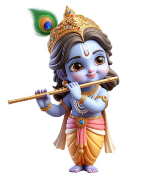 Lord krishna playing flute(bansuri ) or odakuzhal in kerala traditional festival of vishu, sreekrishna jayanthi and indian janmashtami festival 