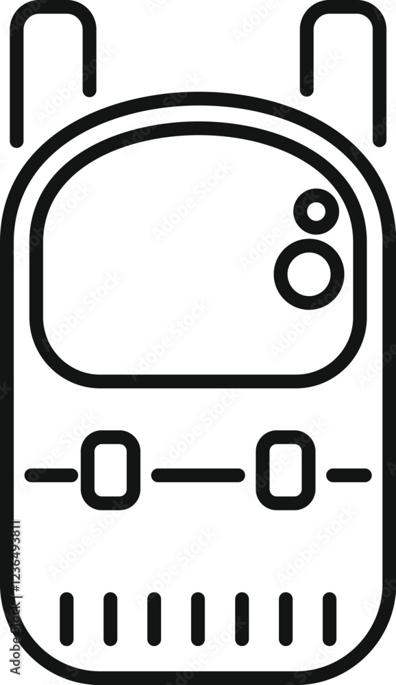 Poster radio transceiver with double antenna ensuring communication in emergency situations, featuring butt
