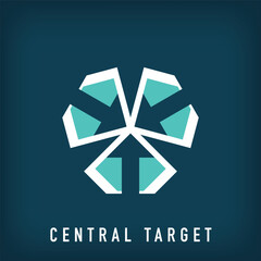 Modern centered arrows logo design. Creative technology company design, corporate identity. vector