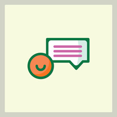 Happy feedback message icon with speech bubble and smiling face minimal design