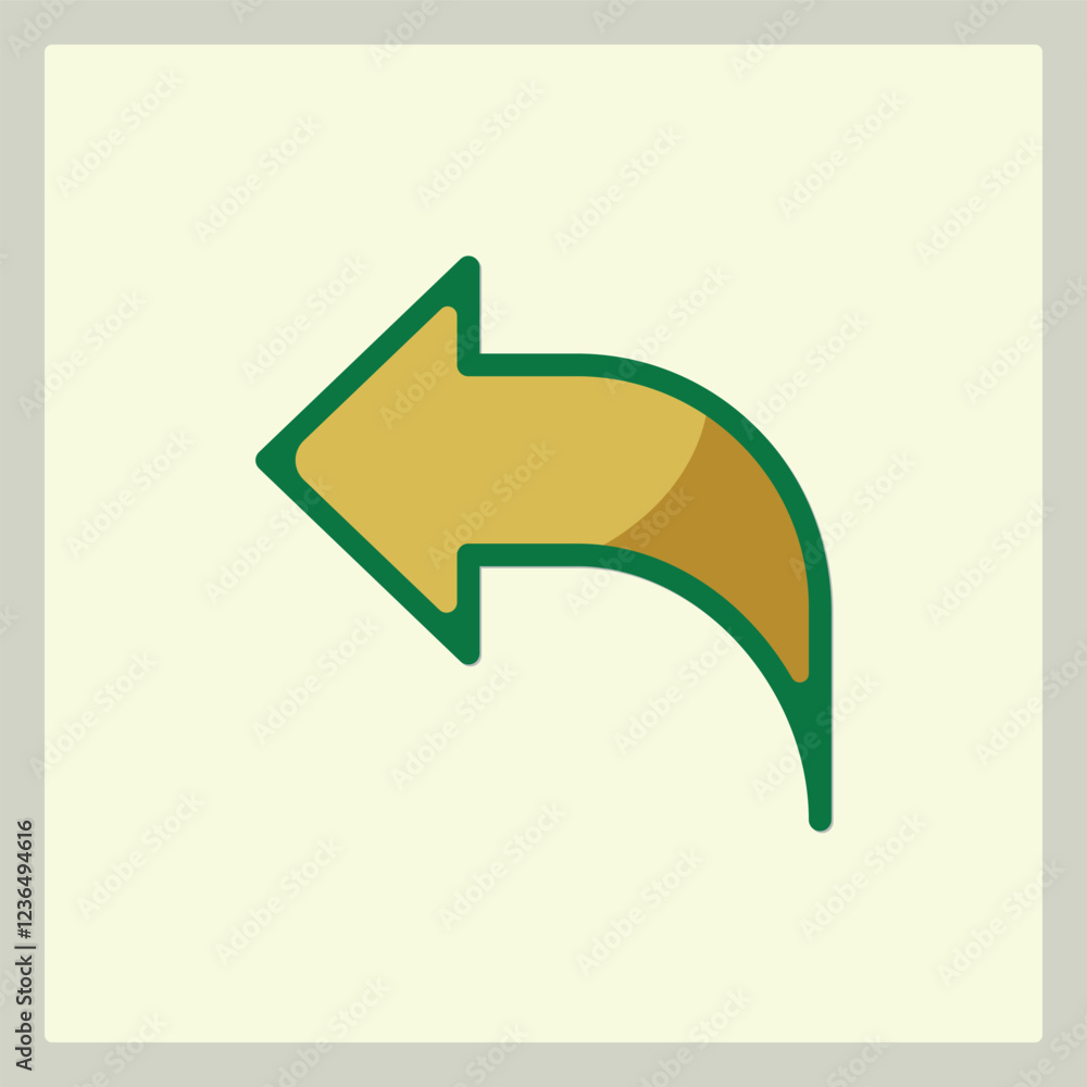 Poster curved arrow icon design for sharing or going back navigation with border
