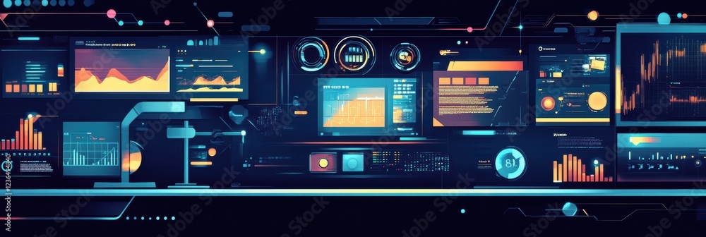 Poster visual representation of data analytics with advanced graphic layouts for advertising strategies