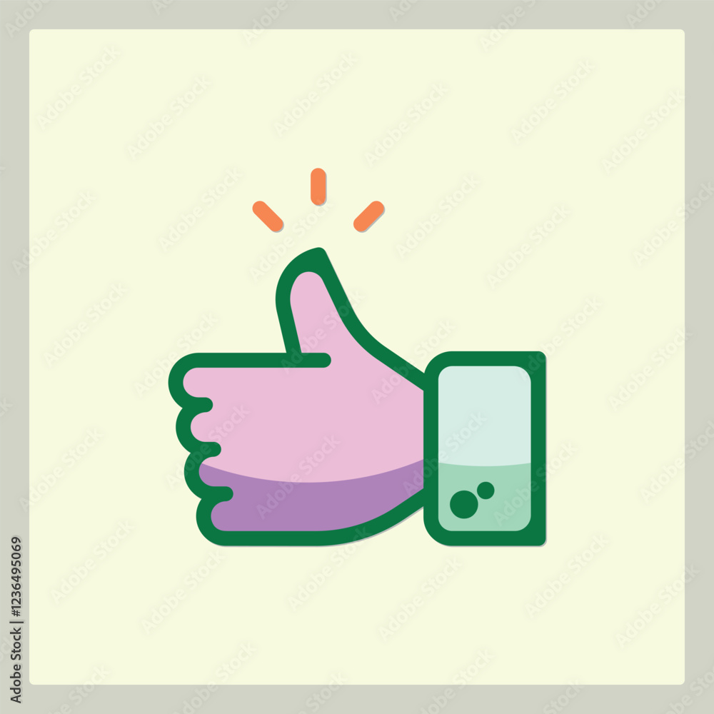 Poster hand gesture showing approval with a thumb up in a simple vector style icon
