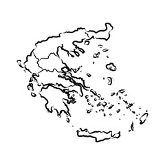 Outline vector map of Greece. Simple Greece border map. Vector silhouette on white background.