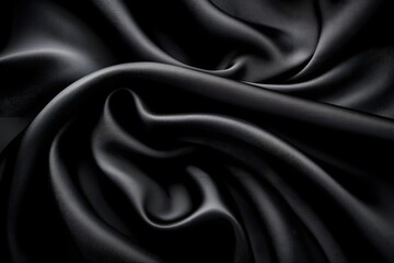 Fototapeta premium Elegant Black Satin Fabric Texture with Soft Flowing Drapery